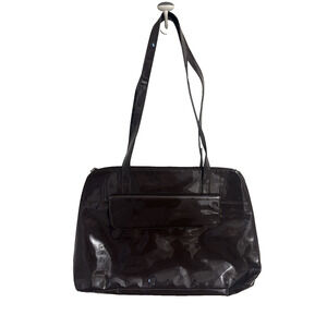 Jessica London Shiny Deep Wine Shoulder Bag Purse Tote Travel Business Office